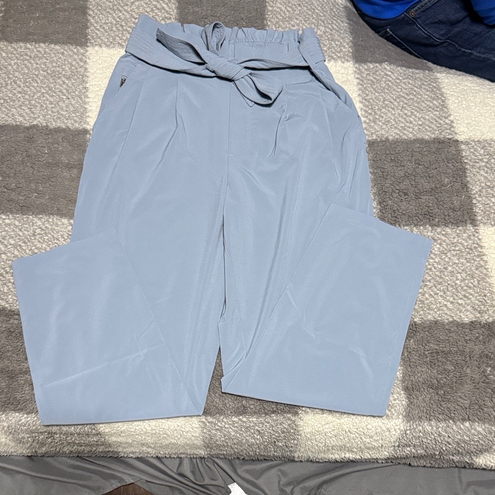 Athleta Light Blue “paper bag” bow Pants